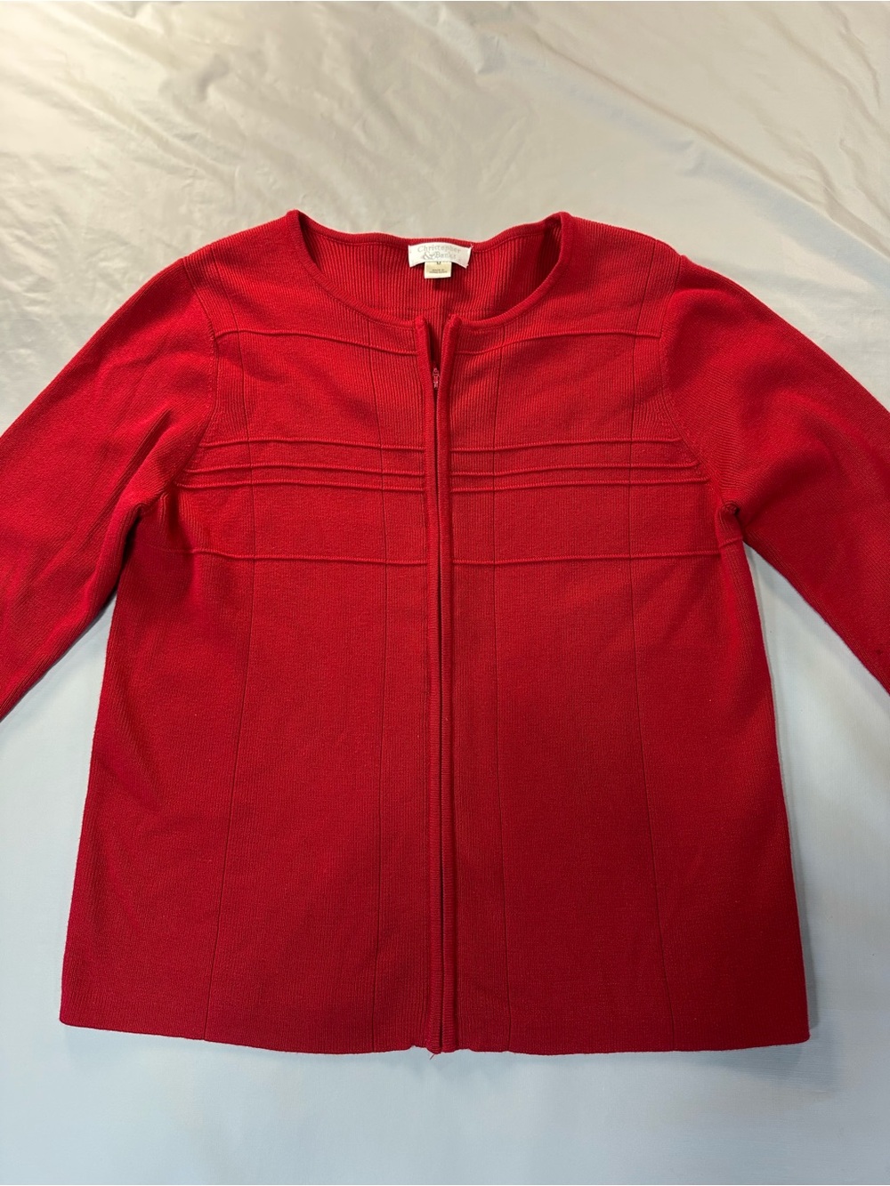 Christopher & Banks Red Zip-Front Knit Cardigan Medium